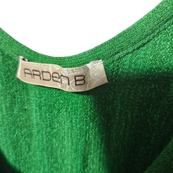 Arden B Green Ruffle Knit Dress XS Rayon Blend Womens V-Neck Sleeveless - Picture 3 of 6